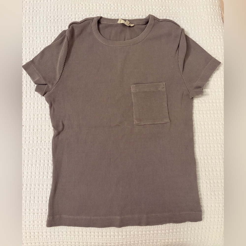 Madewell Ribbed Taupe Short Sleeve Tee